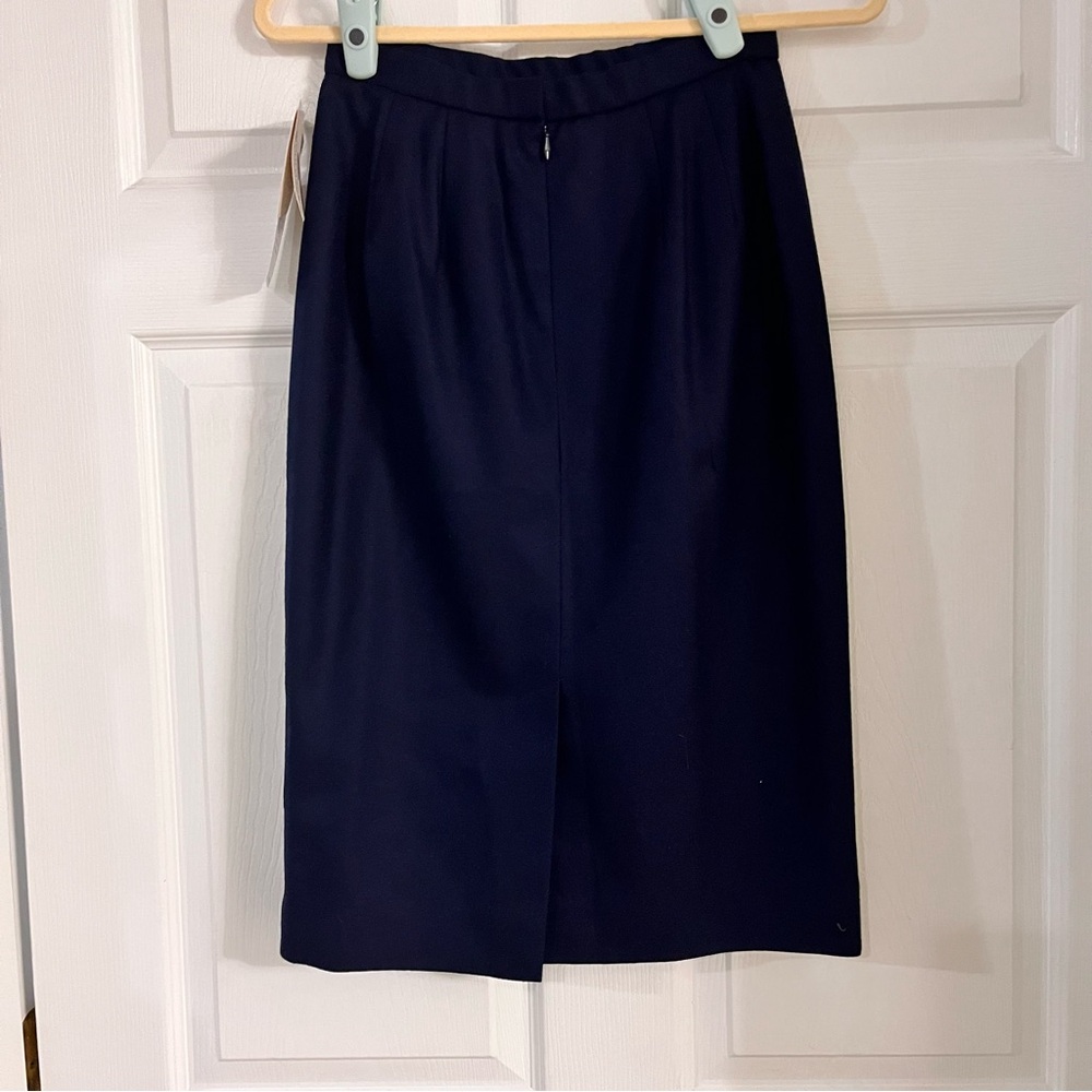 Vintage NWT Pendleton virgin wool navy blue pencil skirt women’s size 6 petite - Picture 2 of 8